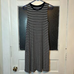 Time and Tru Womens Black and White Striped Casual Shift Dress Size L 12/14